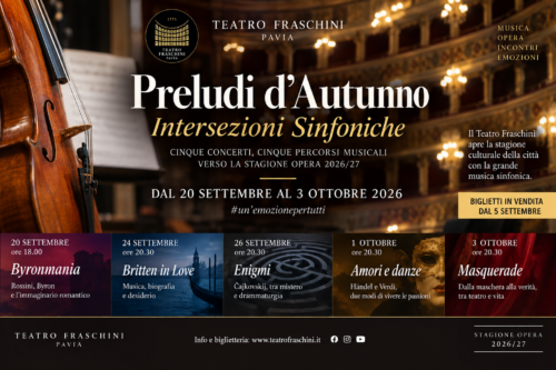 Teatro Fraschini, dal 20 settembre tornano i “Preludi d’Autunno”: cinque concerti verso la Stagione d’Opera