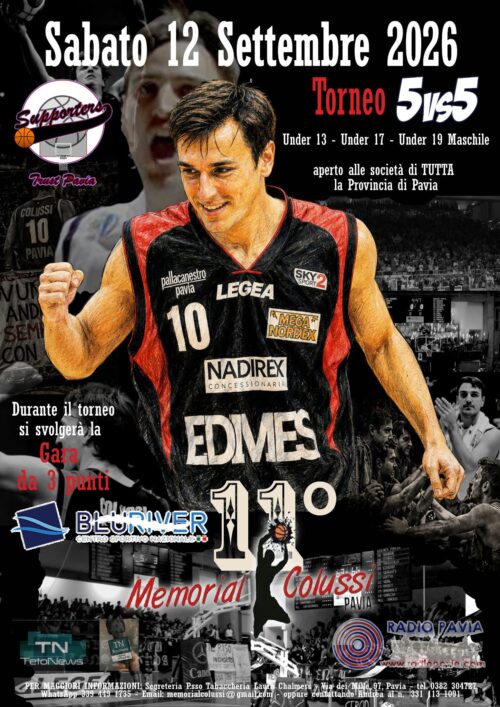 A Pavia il “Memorial Colussi”: sabato 12 settembre torneo giovanile di basket 5 contro 5