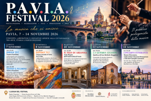 P.A.V.I.A. Festival 2026: la musica invade la città dal 7 al 14 novembre