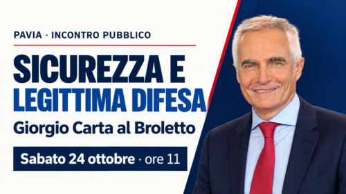 Pavia, Giorgio Carta al Broletto: incontro su sicurezza e legittima difesa